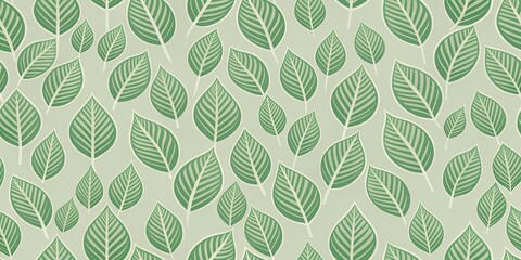 Green leaf motifs create a fresh and natural design.