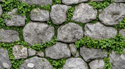 This striking stone wall features a mix of gray and brown rocks, showcasing rough textures and natural beauty suitable for decorative construction and design SEAMLESS PATTERN