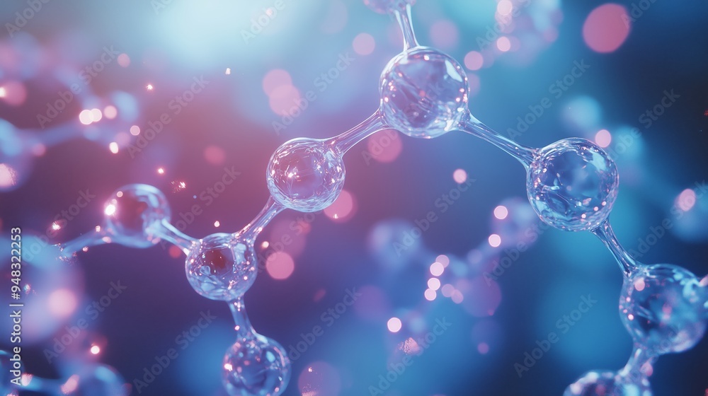 Poster abstract representation of molecular structure with vibrant colors showcasing connections and intera