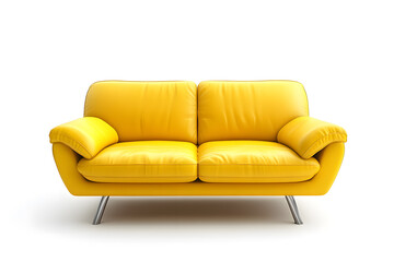 Fototapeta premium Modern yellow sofa isolated on white background