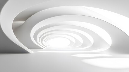 Obraz premium Abstract White Curved Tunnel.