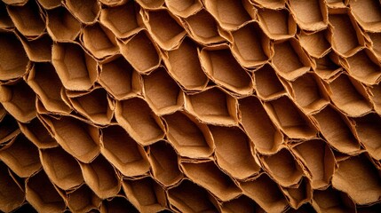 Fototapeta premium Overlapping layers of cardboard creating a textured, brown background, perfect for concepts focused on sustainability, recycling, and eco-friendly packaging
