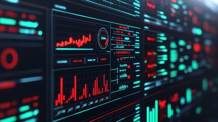 Obraz premium Risk analysis, red and green indicators on a digital dashboard, 3D illustration