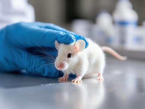 Researchers applying a topical treatment to a mouse model, illustrating localized BH4 reduction to alleviate pain