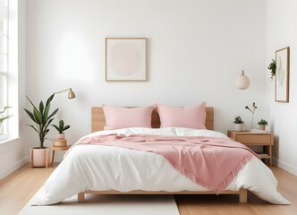 pikaso_reimagine_A-minimalist-bedroom-with-a-white-bed-frame-pink-a 