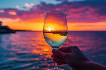 Wine Glass At Sunset