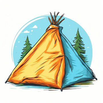 recommend clip art: the AI Image Generator, camping themed image on a transparent