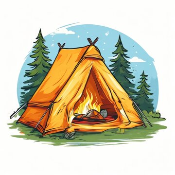 recommend clip art: the AI Image Generator, camping themed image on a transparent
