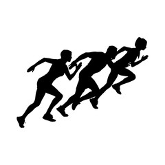 Runner silhouette vector illustration isolated black object on white background for background design.