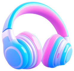 Colorful wireless headphones with a modern design isolated on transparent background.