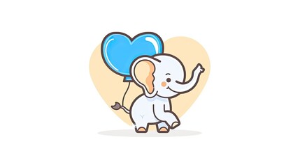 Fototapeta premium an elephant holding a blue heart-shaped balloon