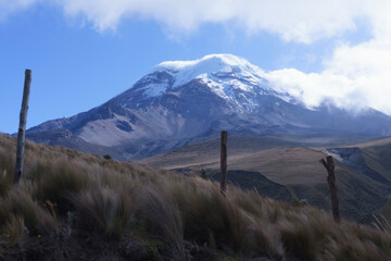 chimborazo volcano with  white snow