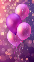 A bunch of pink balloons with a purple one in the middle