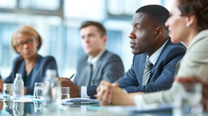 Business professionals attending a leadership training course, engaging in interactive exercises and discussions