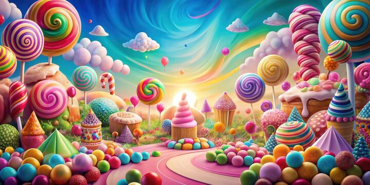 Colorful and whimsical candyland background perfect for showcasing sweets and treats, candy, colorful, sweets