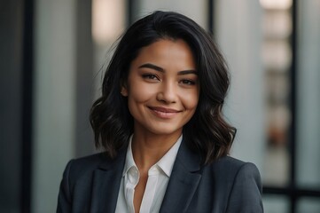 Fototapeta premium confident smiling stylish businesswoman, successful executive in the office