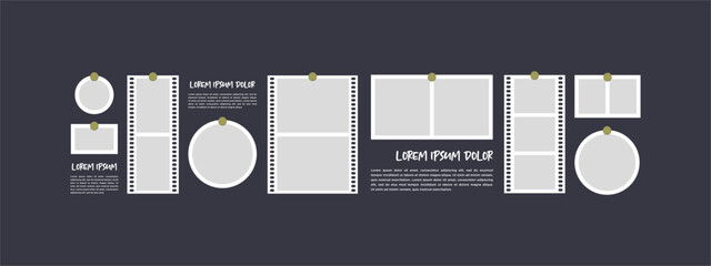 Pictures or photos frame collage. comics page grid layout abstract photo frames and digital photo wall template