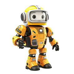An illustration of a yellow robot firefighter standing