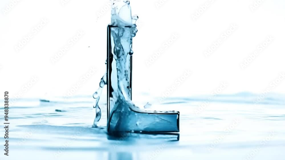 Poster liquid l design with water effect on light background generative ai