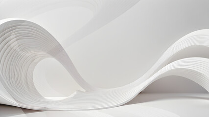 An abstract light white wave background with a smooth, flowing texture, copy space, banner poster banner backdrop design