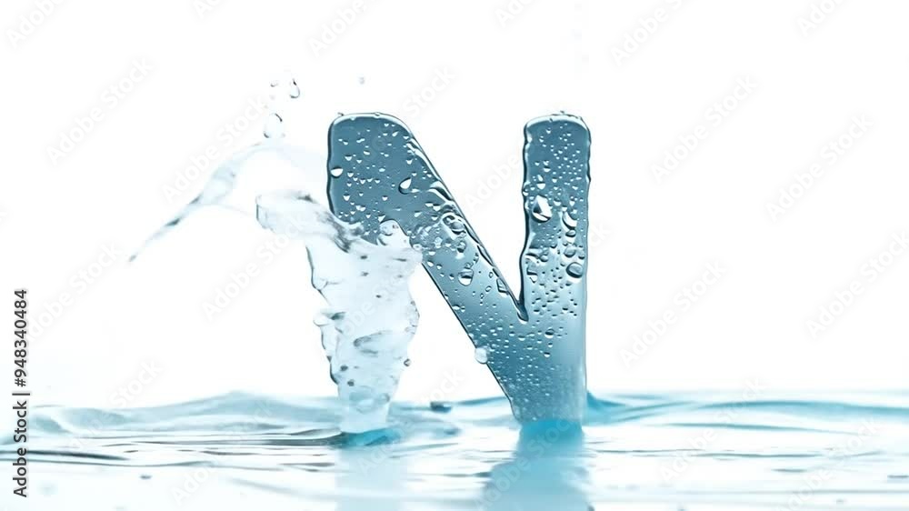 Poster liquid water forming the letter n splashing in a calm pool setting generative ai