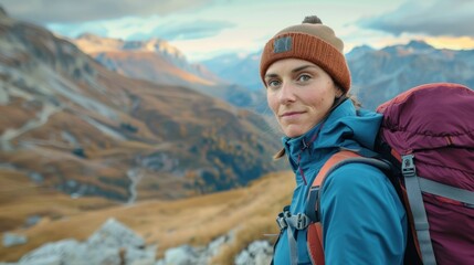Woman Hiking in Mountains