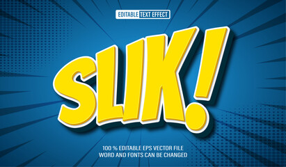 Editable 3d text style effect - Slik Comic Cartoon text effect Template