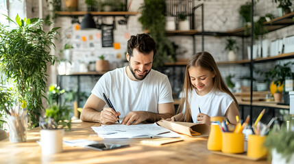 Fototapeta premium Private tutor helping a student with homework