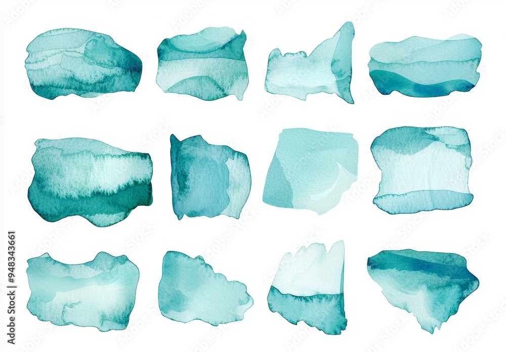 Poster colored acrylic abstract shapes isolated on white. painted splashes, blobs, background blobs. hand-d