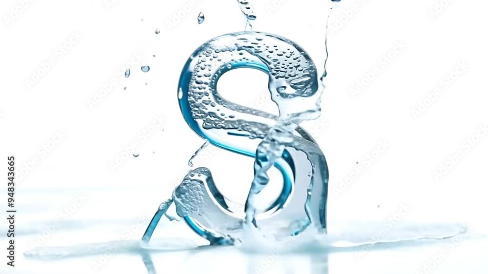 Poster water splashes around a letter s in a clear setting generative ai