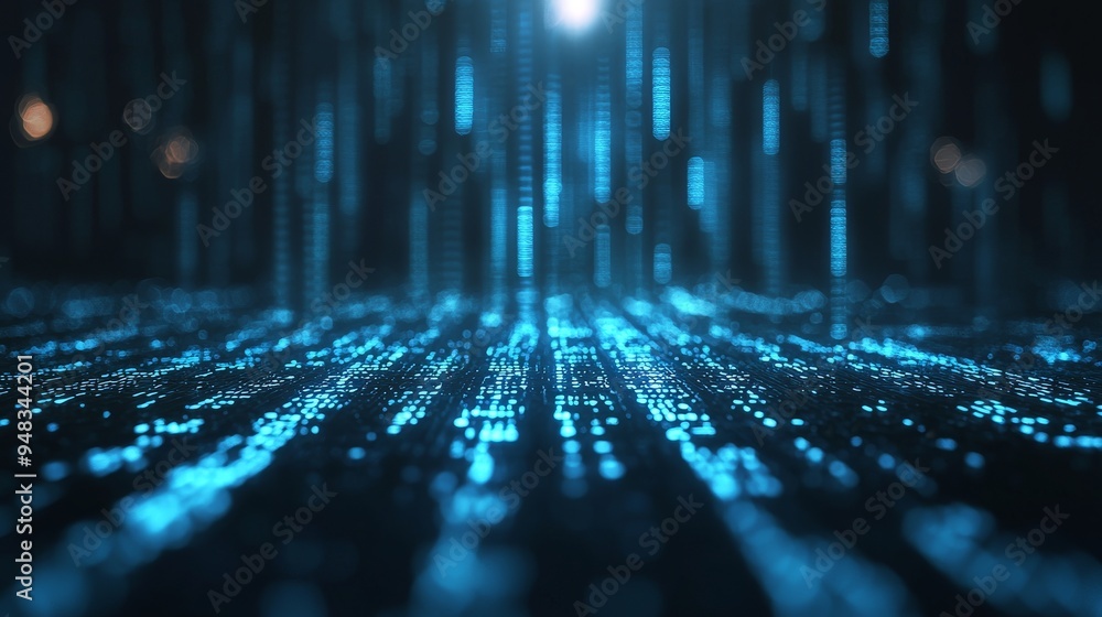 Poster flow of data. information code. matrix style background. 4k rendering.