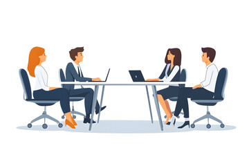 Obraz premium Office business meeting flat illustration isolated on white background