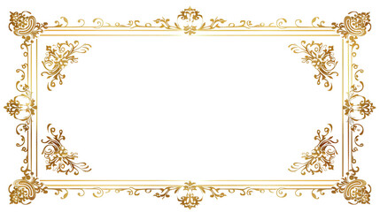 antique gold frame Isolated on a transparent background.