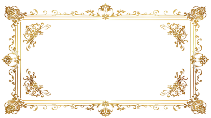 antique gold frame Isolated on a transparent background.