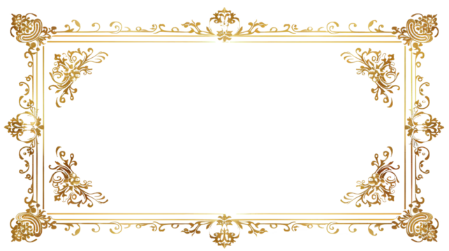 antique gold frame Isolated on a transparent background.