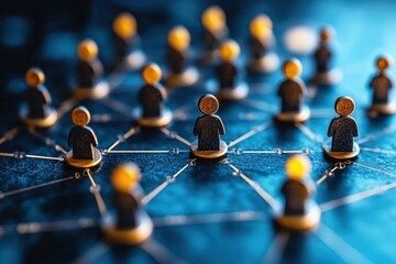 Golden Connections: A network of interconnected figures symbolizes the power of collaboration and global reach in a modern business landscape. 