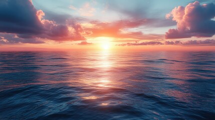 Obraz premium Calm ocean horizon with soft, warm light