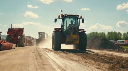 Obraz premium Tractor on Dirt Road