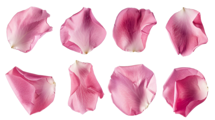 pink rose petals Isolated on a transparent background.