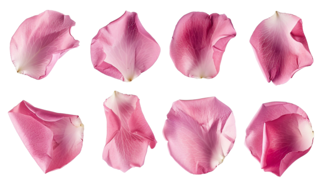 pink rose petals Isolated on a transparent background.