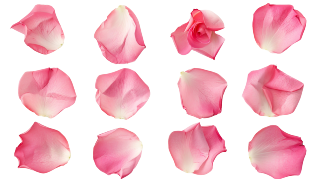 pink rose petals Isolated on a transparent background.