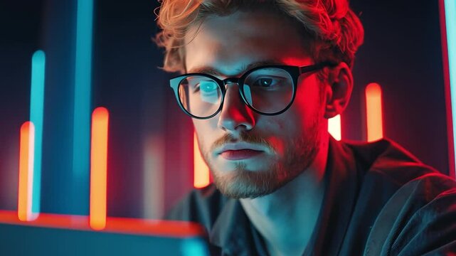 A computer scientist performing upkeep and entering data on a laptop regarding necessary server hub fixes