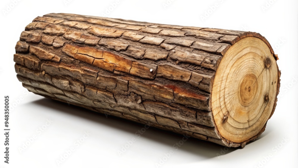 Poster Isolated stub log with realistic wooden texture perfect for woodsy or rustic themes
