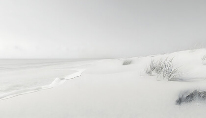 Obraz premium Serene Minimalist Beach Landscape with Soft Sand 