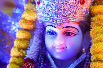 illuminated statue of goddess face Rama
