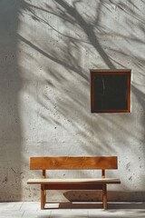 A Serene Bench Positioned by a Window, Enhancing the Space with Soft Cast Shadows