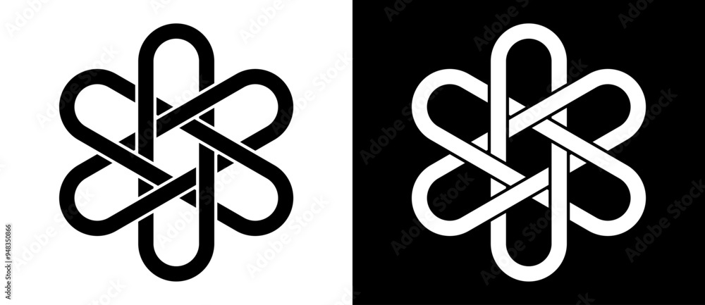 Poster hexagon shape with rounded lines. abstract geometric art lines background, logo or icon. black shape