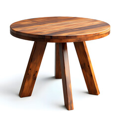 Wooden modern round kitchen table isolated on white background