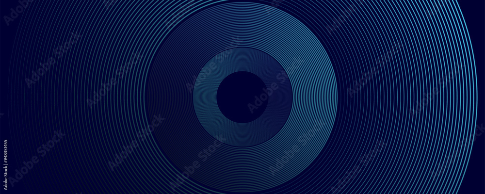 Poster abstract blue background with lines in circles. digital landing page concept.