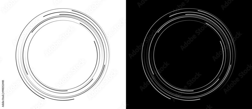 Poster abstract background with lines in circle. art design spiral as logo or icon. a black figure on a whi